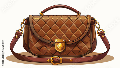
Elegant brown leather quilted saddle bag with gold-tone hardware and structured shape, perfect for adding a touch of sophistication to any outfit. Very beautiful white background