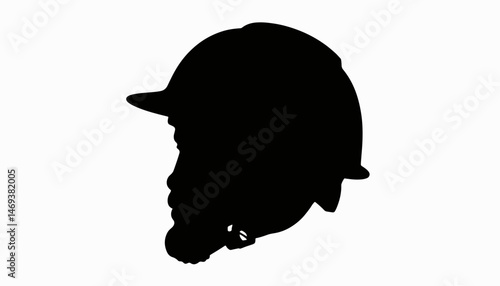 Caving helmet silhouette against white background, exploration symbolism