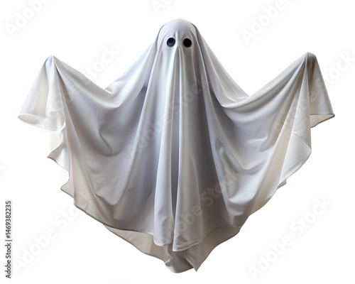 white gost illustration isolated on white background. Transparent PNG file type available .