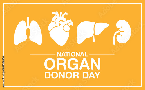 National Organ Donor Day with human organs icons graphic