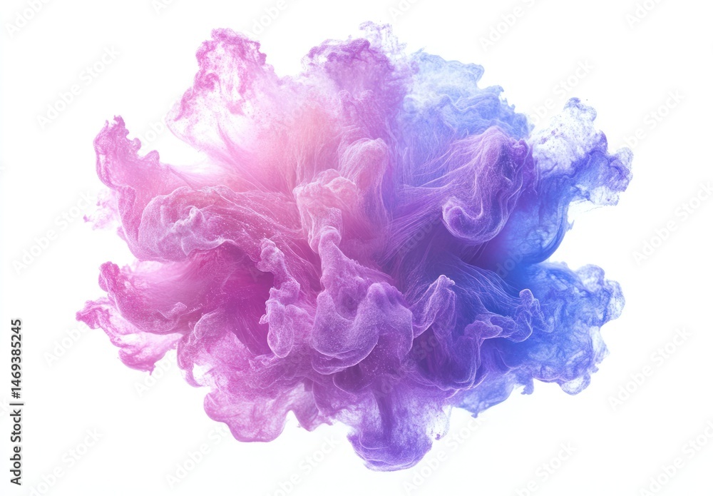 Fototapeta premium Vibrant Swirling Colors in Soft Pastel Pink and Purple Against a Clean White Background for Abstract Design