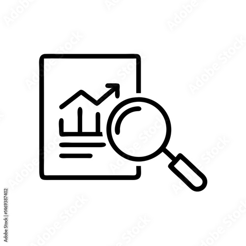 Vector icon of magnifying glass over document: financial audit symbol