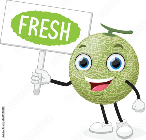 Cute Cantaloupe melon cartoon mascot character