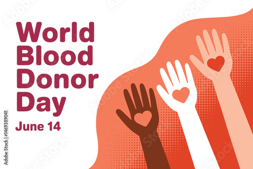 World Blood Donor Day awareness banner design with helping hands