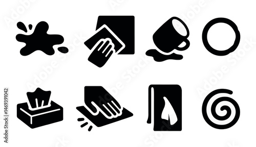 Cleaning symbols and icons for housekeeping and hygiene concepts