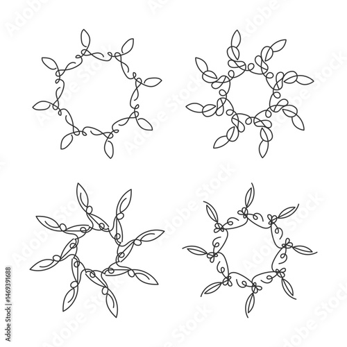 Aesthetic circle line art decoration isolated flat design.