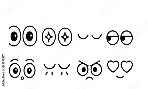 Cartoon eyes with various expressions for design projects