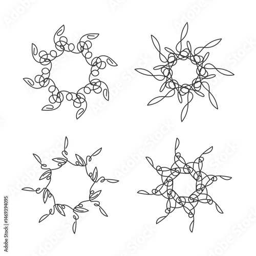 Aesthetic circle line frame art decoration isolated flat design.