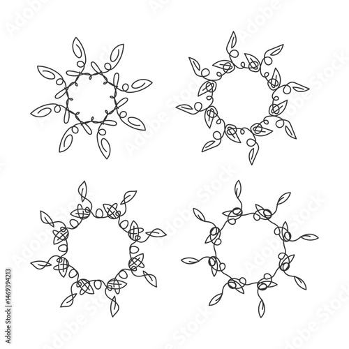 Circle line frame art decoration isolated flat design.