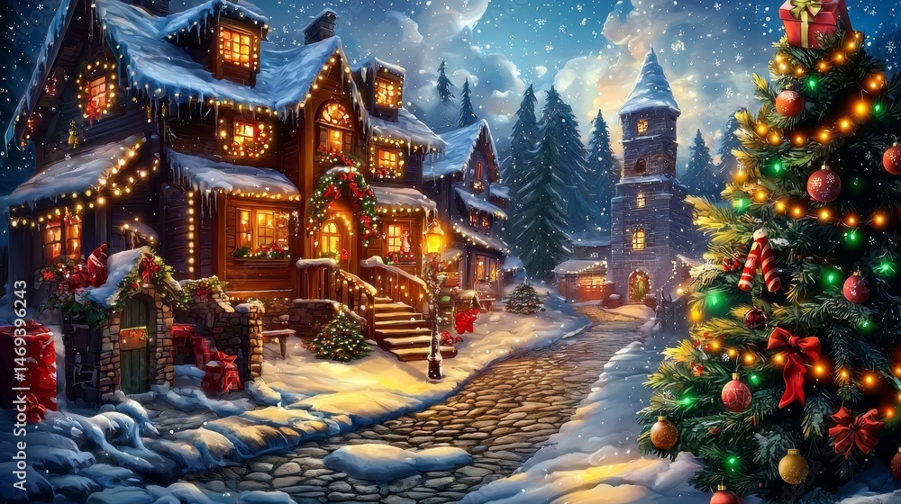 Fototapeta premium A lively and bright depiction of Christmas cheer