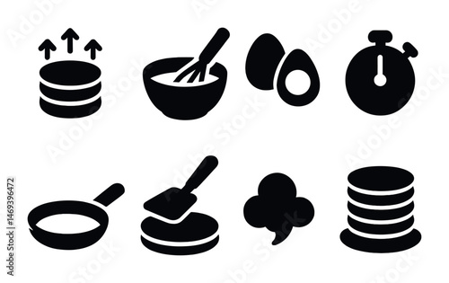 Cooking and baking solid icons set – filled, culinary, kitchen essentials symbols