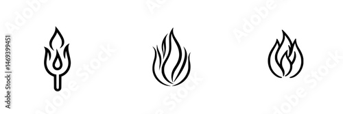 Vector illustration of flame icons representing fire in various styles and designs suitable for graphic usage