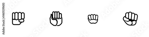 Fist icon set showcasing various styles and sizes for versatile graphic design applications