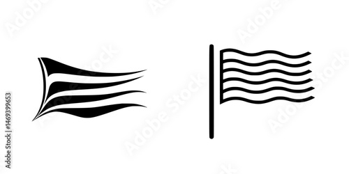 Creative vector illustration of abstract flag designs featuring wavy patterns and dynamic motion representation