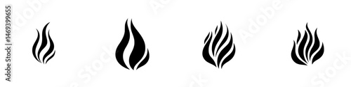 Unique vector illustration of fire icons displaying different flame shapes and styles suitable for various design projects