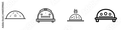 Cooking icons represent various culinary techniques and meal preparation methods in a flat design style