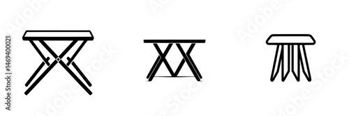 Vector illustration symbols of different table designs showcasing simplicity and functionality for modern decor and usage