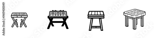 Collection of vector illustration icons of musical instruments featuring xylophones and similar percussion equipment