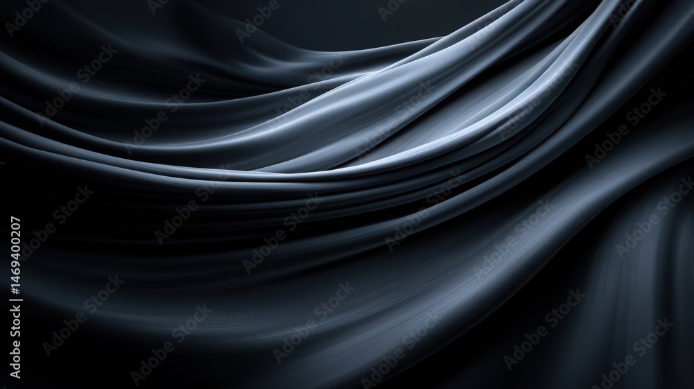 Fototapeta premium Draped Dark Blue Fabric with Subtle Texture and Dramatic Lighting