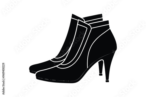 Silhouette art illustration a pair of fashion heeled boots with pointed toe.eps