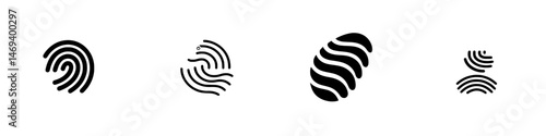 Vector illustration of abstract fingerprint designs showcasing unique patterns and shapes in a minimalist style