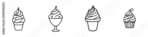 Various cute vector illustrations of ice cream desserts in different styles and containers for sweet treat lovers
