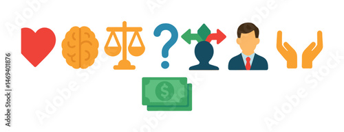 Decision-making and leadership icons for business and finance designs