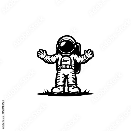 Stylized astronaut silhouette embracing the vast expanse of the cosmos conceptually