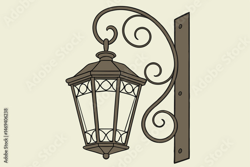 4 A traditional-style outdoor wall sconce with a decorative metal frame, featuring a warm, glowing light source illuminating the fixture's interior