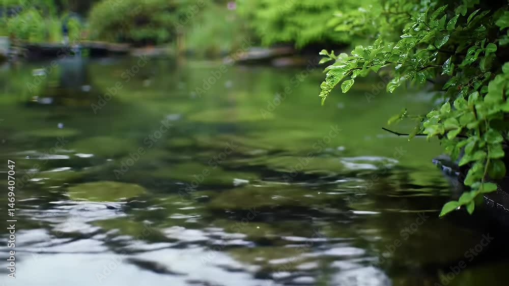 Tranquil water reflecting lush greenery Tranquil water reflecting lush greenery