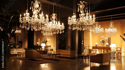 Elegant Interior Design with Crystal Chandeliers and Sophisticated Furniture