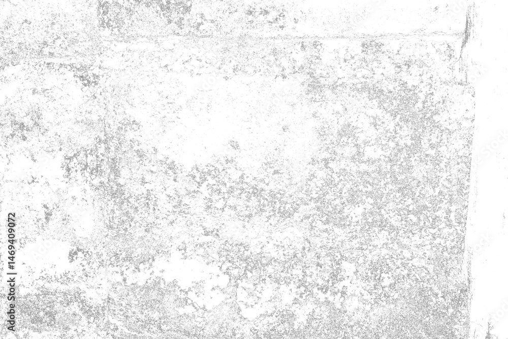 Obraz premium Distressed Mossy Brick Wall Texture with Grunge and Lichen Detail Isolated on White Background