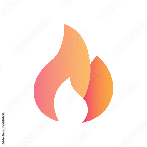 Modern vector icon of a stylized flame in orange and pink gradient. Perfect for branding, UI/UX design, energy or heat concepts, mobile apps, gaming assets, and commercial use.