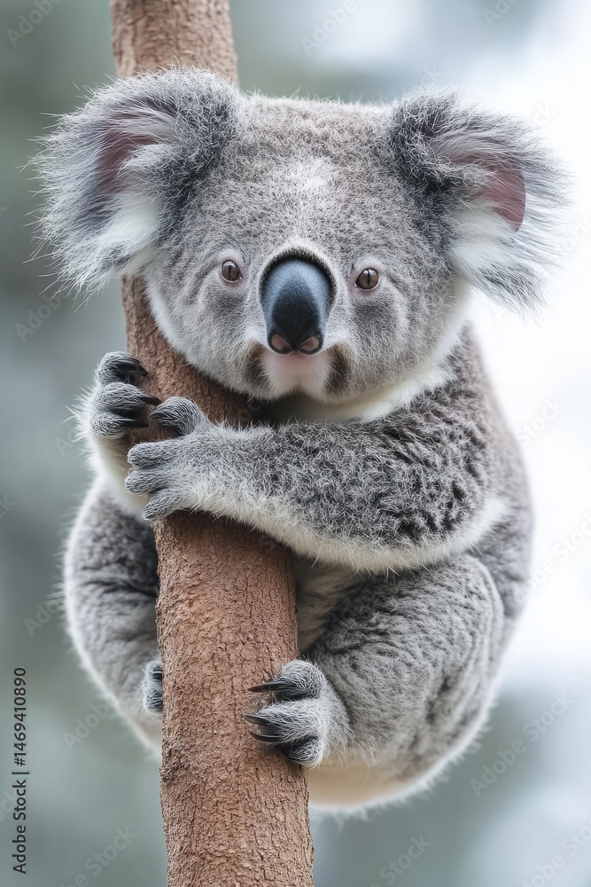Obraz premium Close-up of a koala clinging to a tree