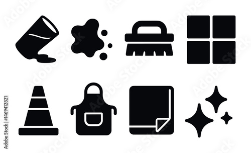 Cleaning tools and icons for home and maintenance projects