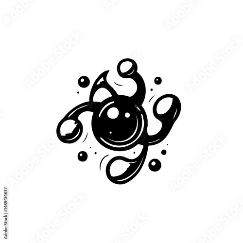 Abstract microbiological organism with rounded appendages against white backdrop