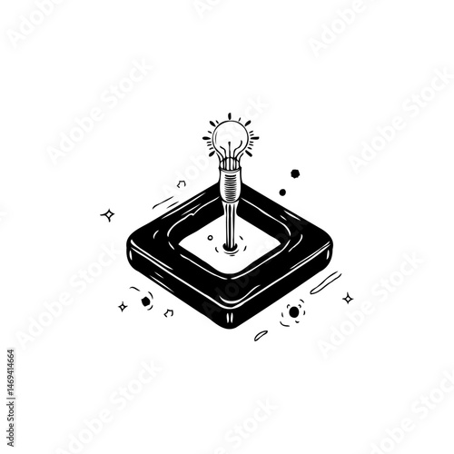 Illuminating innovation, lightbulb emitting ideas within abstract monochrome frame