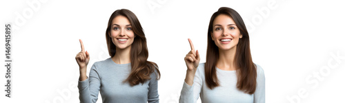 Wallpaper Mural smiling women pointing up on transparent background Torontodigital.ca