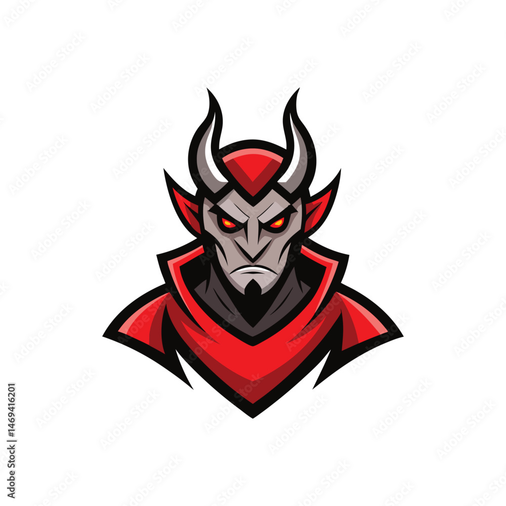 Flat and Minimal devil logo vector illustration isolated on white background Flat and Minimal devil logo vector illustration isolated on white background