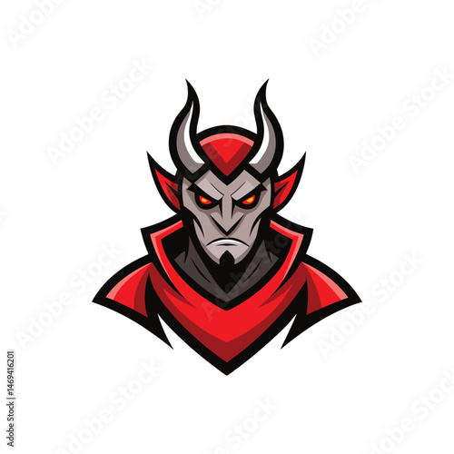Flat and Minimal devil logo vector illustration isolated on white background