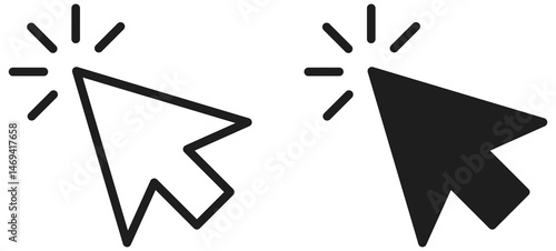 Mouse Click Cursor Icon - Outline and Solid Styles