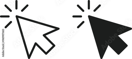 Mouse Click Cursor Icon - Outline and Solid Styles