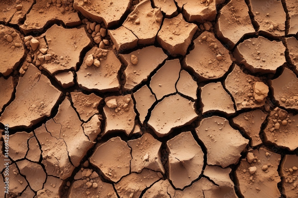 Macro View of Cracked Desert Earth with Earthy Textures