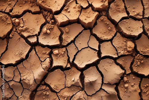 Obraz na płótnie Macro View of Cracked Desert Earth with Earthy Textures w salonie