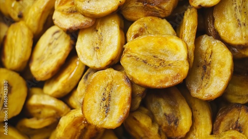 Golden Slices of Sweet Baked Bananas Close-Up
