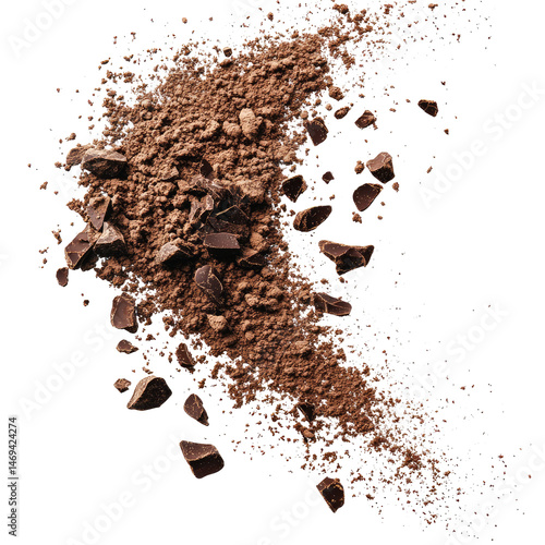 Cocoa Powder isolated on transparent white background, clipping path