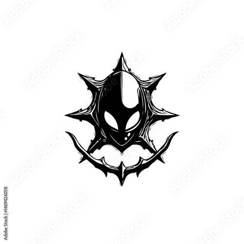 Intricate alien emblem with spiky accents, evocative of cosmic horror realms