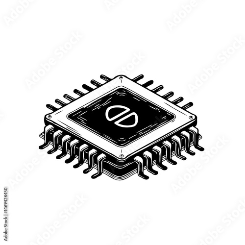 Intricate Computer Processor Illustration Showcasing Technological Advancement and Detail