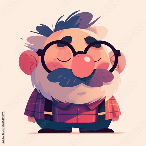 Cartoon illustration of full-body stylized man wearing glasses.