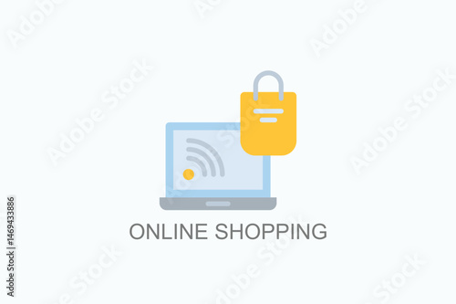 Online Shopping Icon Or Logo Isolated Vector Illustration